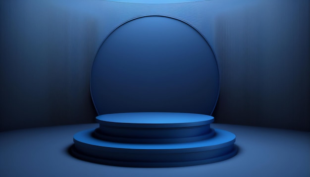 Sleek blue pedestal for product