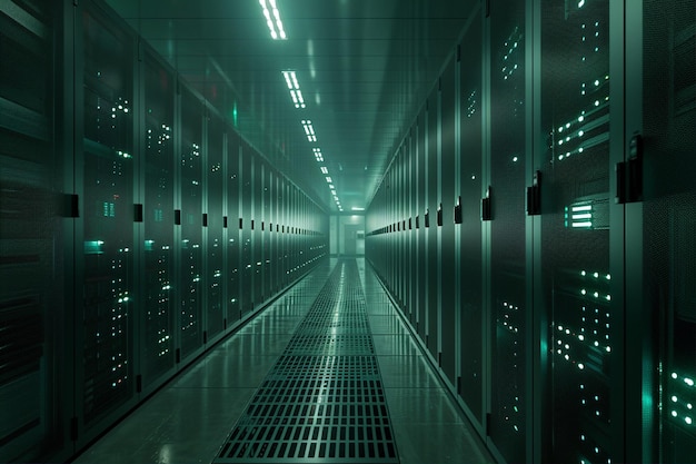 Sleek Modern Data Center Rows Servers