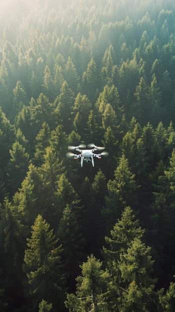 Small Plane Flying Over Dense Forest