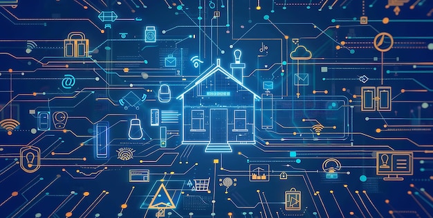 smart home and office technology modern lifestyle background