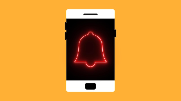 Smart phone with notification icon on a yellow background