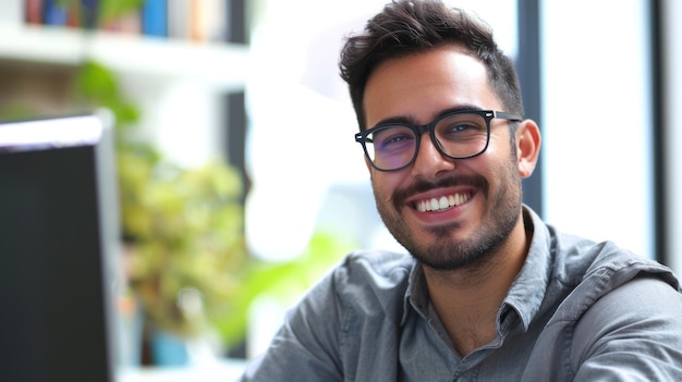 Smiling Man in Office Setting