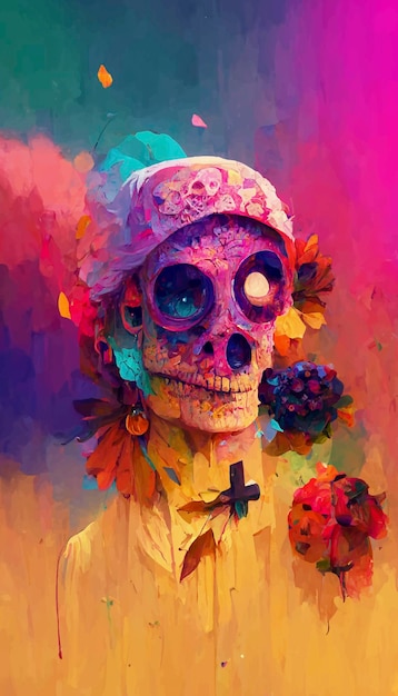 Smuk illustration af Día de los Muertos