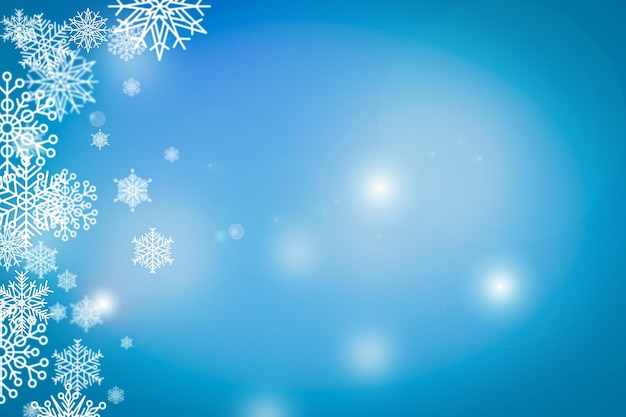 Snowflakes on a blue background Mockup postcard Banner