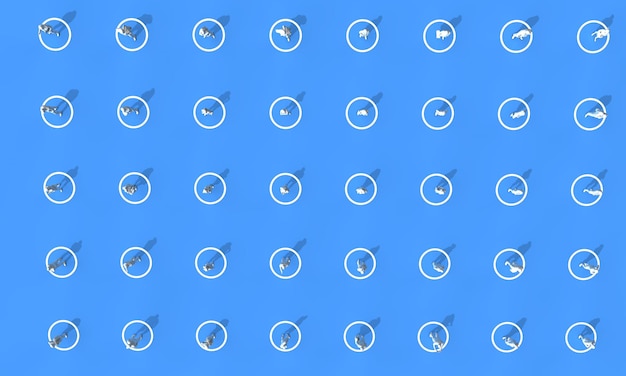 Social distancing concept people stood in isolated circles d rendering