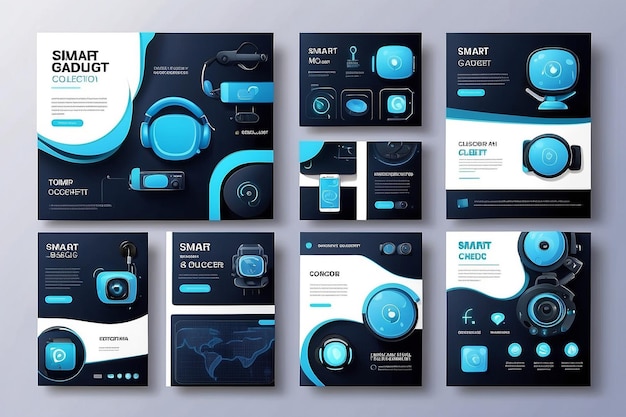 Social media post set of smart gadget collection template