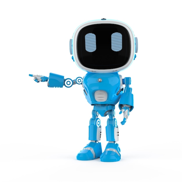 Sød og lille kunstig intelligens-assistent robotfinger peger