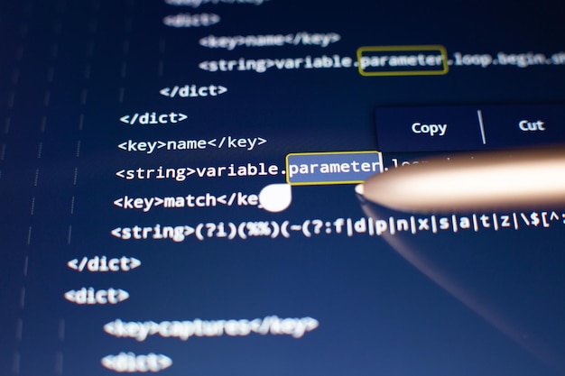 Software developer programming code Abstract computer script code Code text written and created entirely by myself
