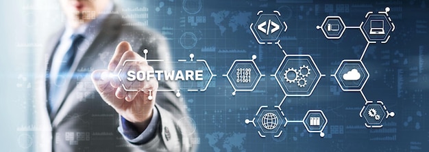 SOFTWARE inscription on the virtual screen It Technology concept