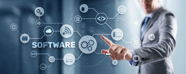 SOFTWARE inscription on the virtual screen It Technology concept