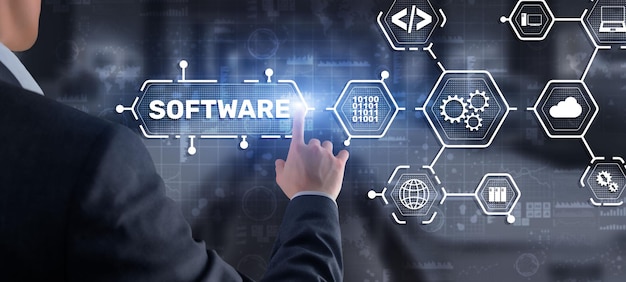 SOFTWARE inscription on the virtual screen It Technology concept