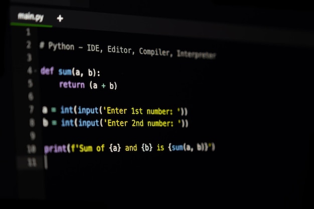 software program source code of python ide code editor display photo