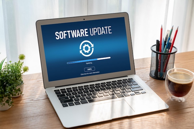 Softwareopdatering på computer for en moderne version af enhedssoftwaren