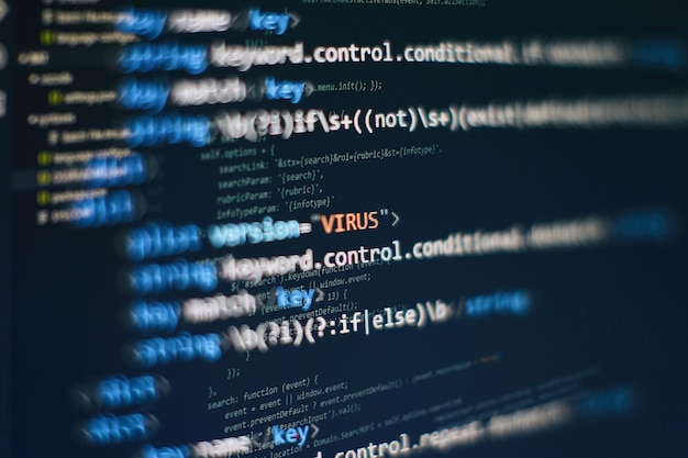 Softwareudvikler programmeringskode. Abstrakt computer script kode. Programmeringskode skærm af softwareudvikler