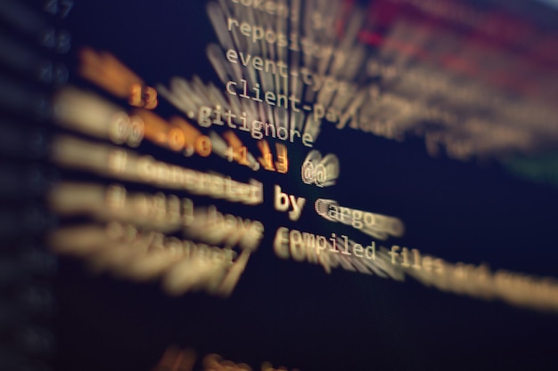 Softwareudvikler programmeringskode. Abstrakt computer script kode. Programmeringskode skærm af softwareudvikler