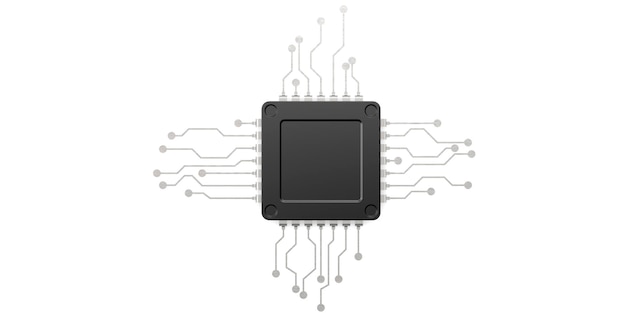 Sort computerchip isoleret på hvid baggrund