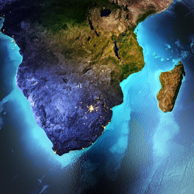 South Africa Madagascar 3d rendering