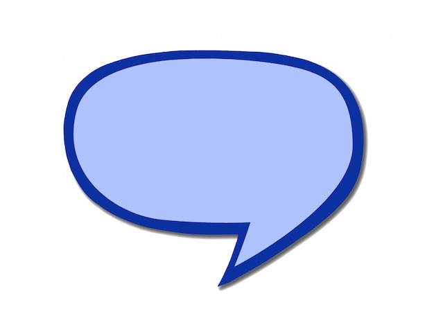 Speech bubble as a cloud with dark blue border isolated on white