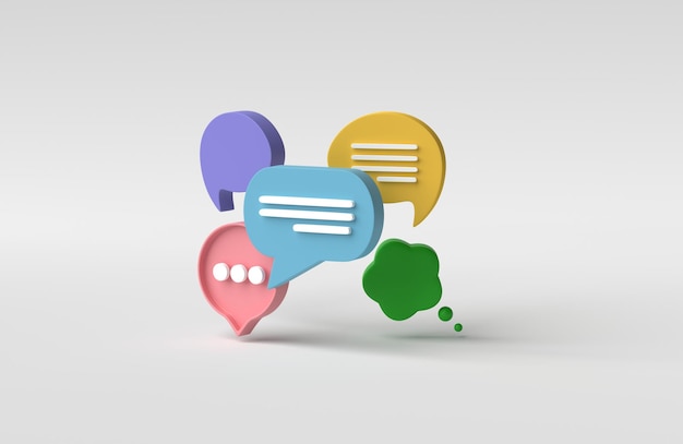 Speech bubble chat icon on white background bubble talk or comment sign symbol Minimal message box cartoon 3D rendering 3D illustration