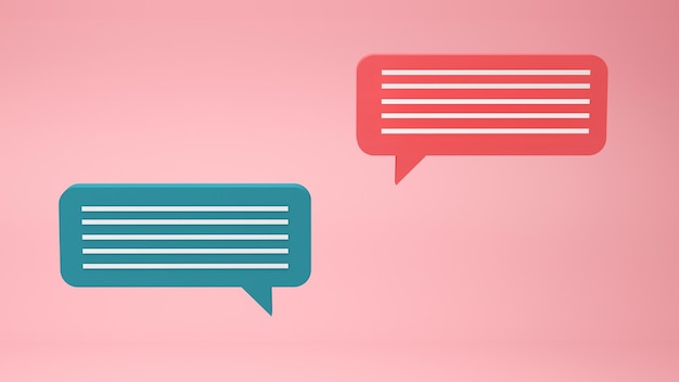 Speech bubbles dialogue icons over pink background d render