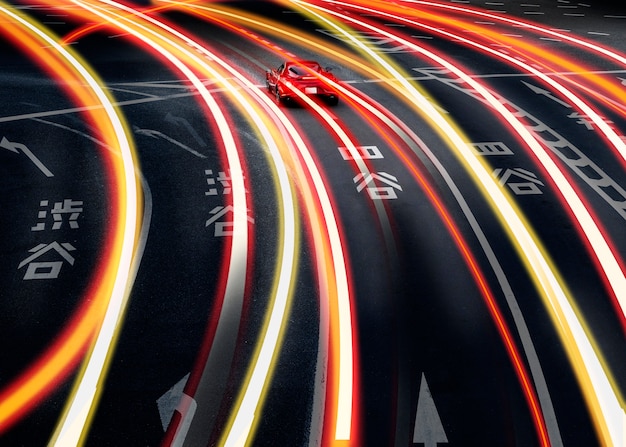 speed neon lights in the city