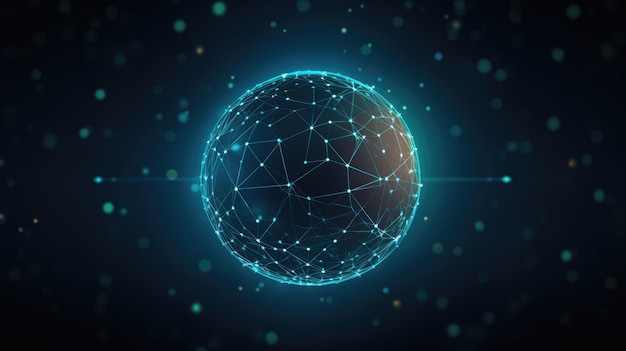 sphere with connected lines global technology background created with generative ai technology
