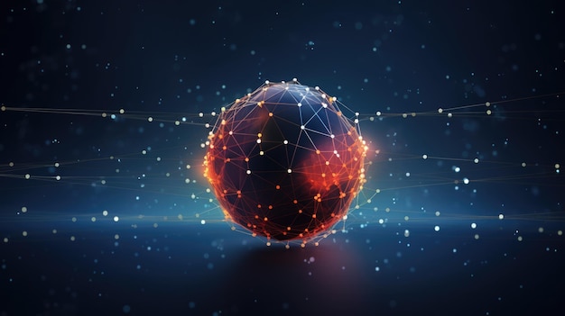 sphere with connected lines global technology background created with generative ai technology