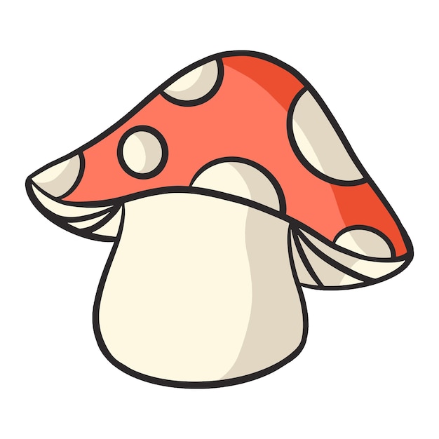 Spotted mushroom png retro illustration transparent background