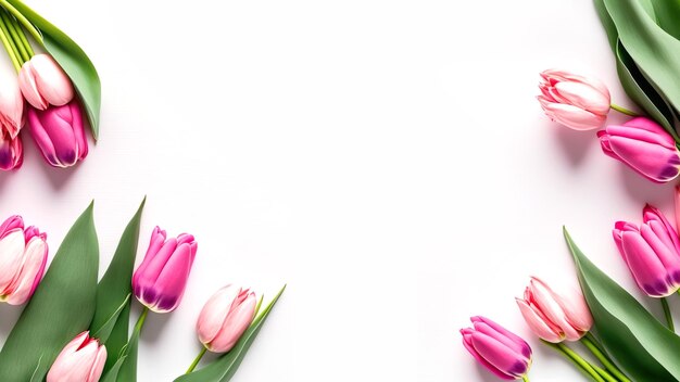 Spring pink flowers isolated on white Tulips wallpaper invitationscards generative ai