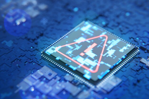 Spy program Error warning sign notification and concept of danger and error in the system Personal data protection system notification Hacker attack Virus attack DDoS attacks 3D render