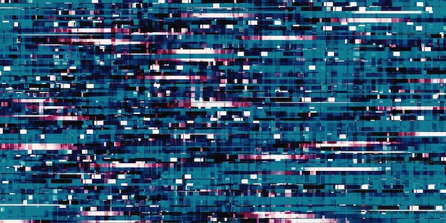 Square of pixels blue led pixel background 3d illustration