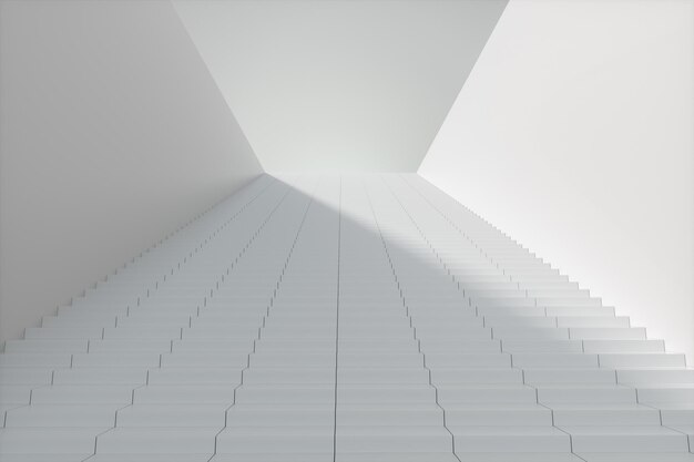 Steps and wall with white background modern construction3d rendering