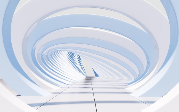 striated curved tunnel abstract curved architecture 3d rendering