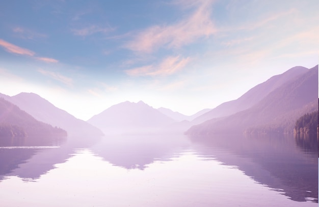 Sunrise scene on beautiful serene lake. Autumn season.
