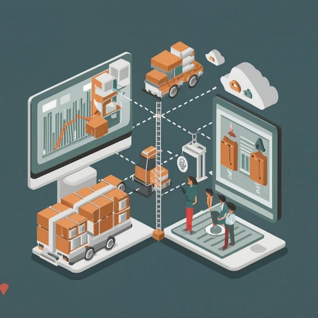 supply chain simulation concept icon logistics network abstract idea thin line illustration