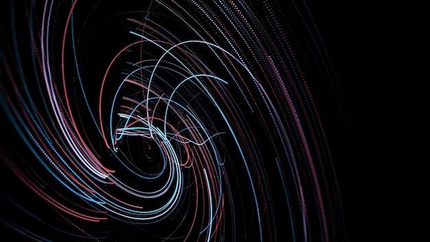 Swirling swirl of neon lines on black background animation swirl of fastmoving laser colored lines