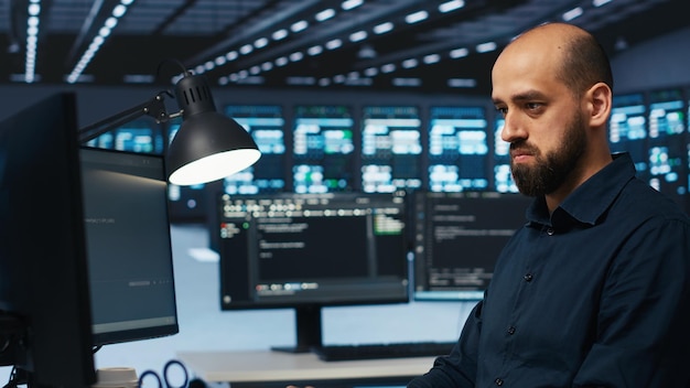 System administrator programming in server farm