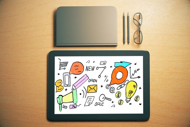 Tablet with business doodle