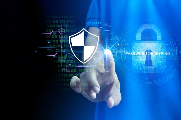 Tastatur cyberskjold låseteknologi sikkerhedssystem Digitalt link Cybersikkerhed med avanceret teknologi
