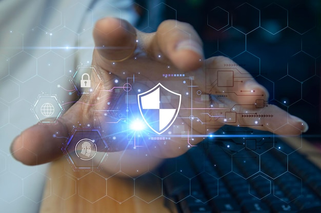 Tastatur cyberskjold låseteknologi sikkerhedssystem Digitalt link Cybersikkerhed med avanceret teknologi