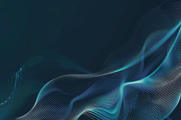 Teal Light Waves on Dark Abstract Background