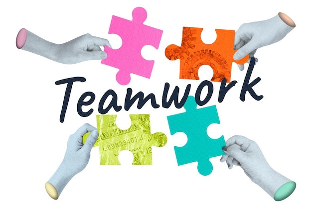 Teamwork png word sticker mixed media design transparent background