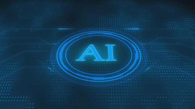 Tech circle technology futuristic modern background with AI text logo