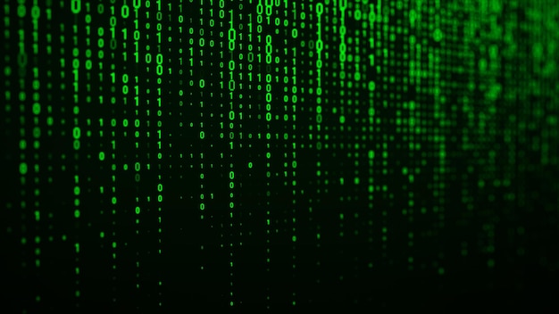 Technology binary code Random falling digits on screen Hacked software Matrix sciense background Big data analytics 3D rendering