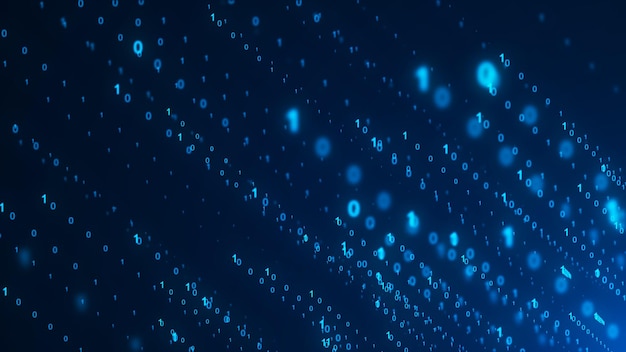 Technology binary code Random falling digits on screen Hacked software Matrix sciense background Big data analytics 3D rendering
