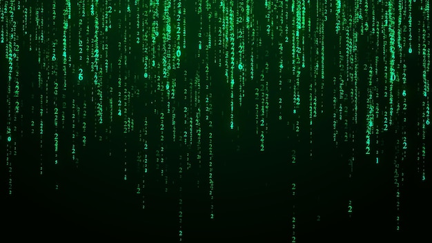 Technology binary code Random falling digits on screen Hacked software Matrix sciense background Big data analytics 3D rendering