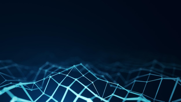 Technology concept image with blue lines and dots 3d