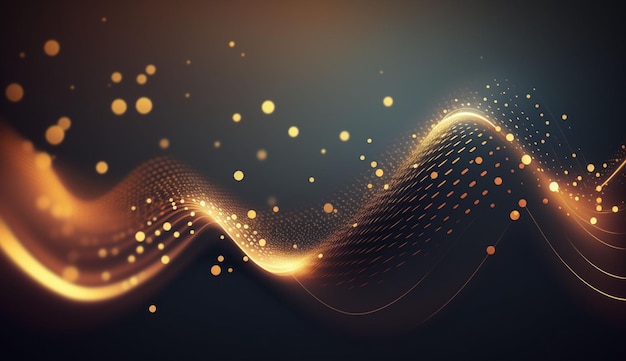 technology digital wave background conceptbeautiful motion waving dots texture with glowing defocused particles cyber or technology background
