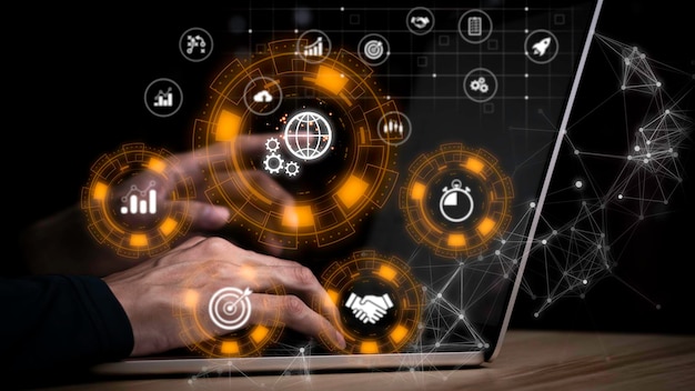 technology in daily life concept trading service database connection management on the internet network around the world online business online products marketing mechanisms marketing mechanismx9