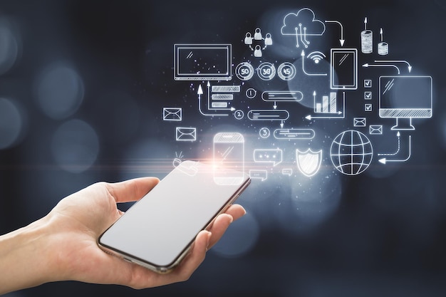 Technology innovation and communication concept